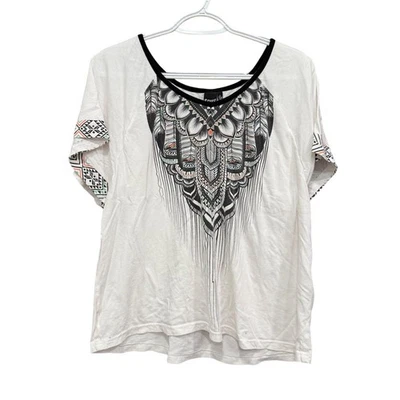 Top para mujer Cruel Girl blanco estampado gráfico manga corta talla XXL Foto 1 de 4