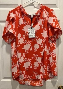 41Hawthorn Women's Tiffany Tulip Sleeve Floral top Stitch Fix size 1X Whimsical - Picture 1 of 7