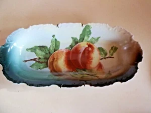 Antique Oval Peach Design Early 1900's Collectible Decor Bowl - Picture 1 of 6