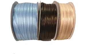 3 Rolls Ribbon Double Faced Satin Ribbon, 100Yard, 1/8-Inch Blue ,Brown ,ivory - Picture 1 of 3