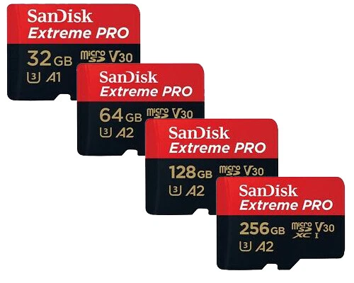 SANDISK EXTREME PRO 200MBs A2 A1 micro SD SDHC TF CARD 256GB 128GB 64GB 32GB LOT - Image 1 of 1