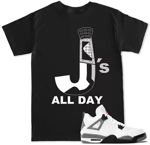 Camiseta J's ALL DAY R4 Cemento a Juego con Air Js Retro 4 Gris Cemento Zapatos - Imagen 1 de 10