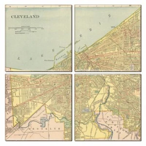 Cleveland Karte Untersetzer 4er Set - Bild 1 von 2