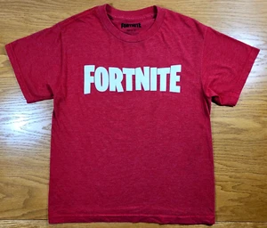Fortnite T-shirt Youth Small Red White Kids Casual Athletic Video Game Spell Out - Picture 1 of 6