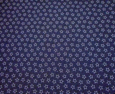 Patriotic Fabric By The Half-Yard White Outlined Stars Dots on Navy Blue Cotton  - Image 1 of 2