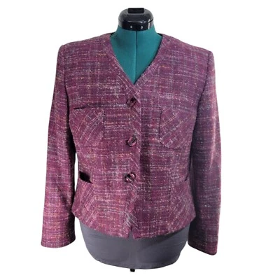 Pendleton Womens Size 14 Wool / Mohair Blazer Jacket Pocket Button Tweed - Image 1 of 4