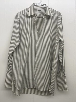 Lorenzini 男式纽扣长袖条纹衬衫意大利制造 — 第 1/4 张图片