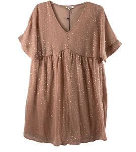 Andree by Unit Dress Womens Medium Pink Silver Stars Sheer Flowy Fairy NWT - Picture 1 of 7