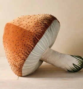 John Derian For Target Brown Plush Velvet Beaded Mushroom Pillow ~ New With Tags - Picture 1 of 3