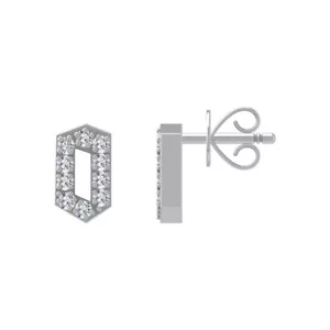 Sterling Silver Natural Diamond Initial o Stud Earrings Gift For Women - Picture 1 of 7