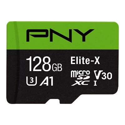 PNY Elite X 128GB Micro SD Card 4K UHD Class 10 U3 V30 with SD Adapter - Image 1 of 4