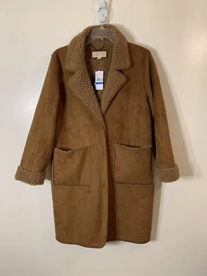 Michael Kors Cuello Imitación Piel Esquila Gamuza Chaqueta Cappuccino Marrón Nuevo Con Etiquetas Talla XL Foto 1 de 4