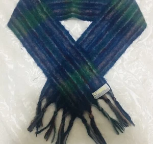Vintage St Albans Pure Mohair Scarf Purple Green Maroon Stripe sz180x18cm GC - Picture 1 of 5