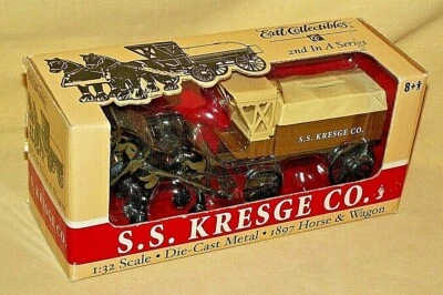 KRESGE BANK HORSE WAGON 1897 2ND SER 1:32 ERTL DIE CAST METAL 2002 COIN SAVINGS. - Image 1 of 4