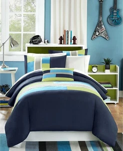 Mi Zone Pipeline 4-Pc Geometric Duvet Cover Set - KING / CALIFORNIA KING - Navy - Picture 1 of 6