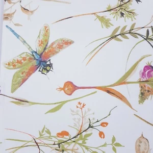 Handmade Decorative Table Runner White Multicolour Dragon Fly Print 148cm x 32cm - Picture 1 of 13