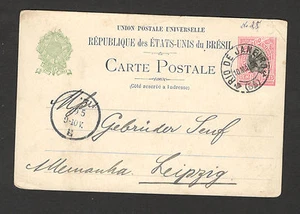 POSTAL ANTIGUA-ESTACIÓN DE BRASIL A ALEMANIA-1898. - Imagen 1 de 2