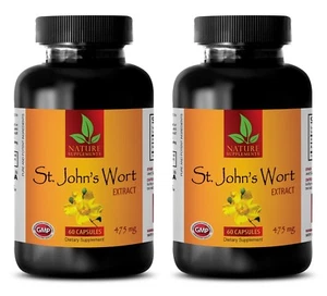natural pills - ST. JOHN'S WORT EXTRACT - antidepressant pills - 2 Bottles - Picture 1 of 12