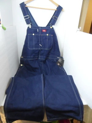 НОВЫЕ нагрудники Dickies Overal темно-синие джинсовые джинсы фермерская работа - размер 44 x 32 - Изображение 1 из 4