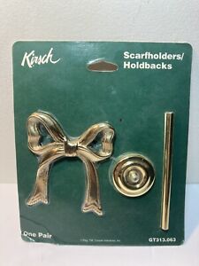 Vintage Cooper Kirsch Scarf Holder Curtain Holdback Brass Bow Taiwan 2 Pk NOS