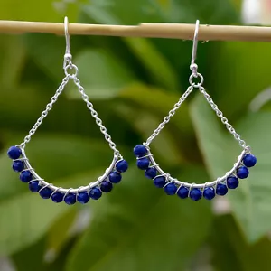 925 sterling silver fine jewelry earring, lapis earrings,hanmade earrings. - Picture 1 of 3