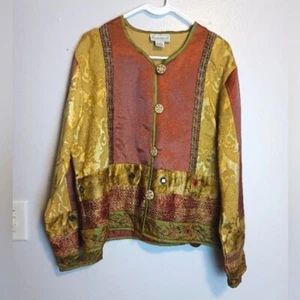 Flashback Button Up Patchwork Stepp Blazer Jacke Vintage Größe L - Bild 1 von 11