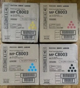 JUEGO COMPLETO Tóner Genuino Ricoh MP C8003 CYMK 842196 842197 842198 842199 Nuevo OEM - Imagen 1 de 2