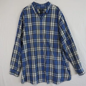 Harbor Bay Shirt Mens 2XLT Tall Casual Pocket Button Down Blue Plaid Long Sleeve - Picture 1 of 6
