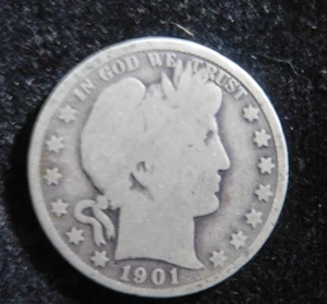 mezzo dollaro barbiere argento stati uniti 1901 vintage - Foto 1 di 2