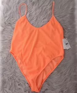 Good American einfarbig hell neonorange einteiliger Badeanzug Damen Größe 7/8 - Bild 1 von 9