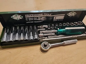 S-K Professional  Tools 21pc Set #4921 1/4" Drive Socket Set Made In USA - Bild 1 von 15