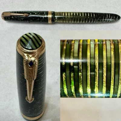 Vintage 1940s Emerald Pearl Single Jewel PARKER VACUMATIC Fountain Pen - Working - Image 1 of 4