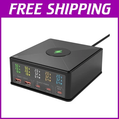 5-Port USB Charger with Wireless Pad & Display - Image 1 of 4