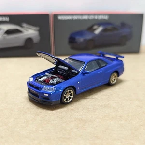 Modellino auto giocattolo Paudi scala 1/64 Nissan Skyline GTR R34 blu pressofuso regalo - Foto 1 di 6