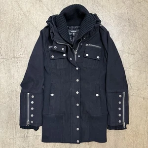 Bebe Stand Up Collar Black Long Lenght Winter Jacket Women's Size Small - Picture 1 of 9