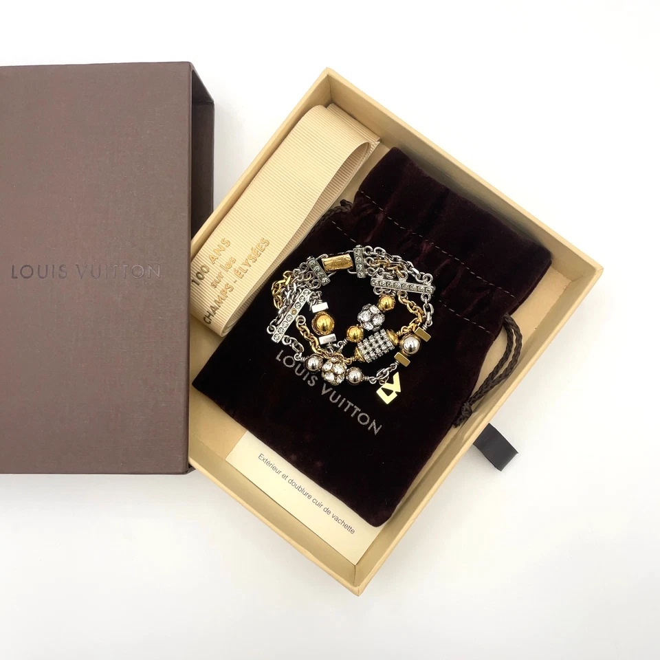 Auth Louis Vuitton M66578 All That Jazz Bracelet Silver x Gold W/Box BA100378 - Image 1 of 4
