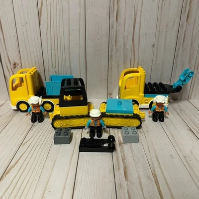 Lego Duplo Construction Vehicles & Figures Lot Dump Tow Truck Workers 2012 - Image 1 of 4