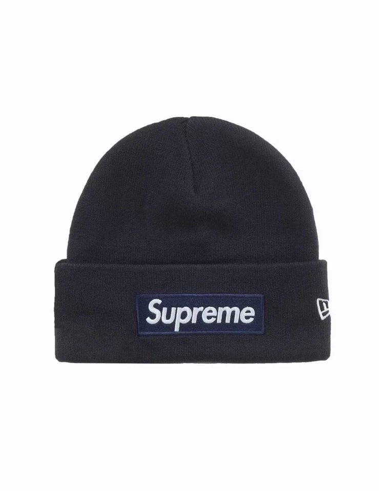 Supreme FW25 New Era Box Logo Beanie Navy Brand New In Bag In HAND Ships Fast! - Image 1 of 3