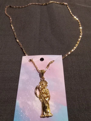 Collar Valentino enchapado en oro de 14K corte diamante y colgante Parca 3 mm 24 pulgadas Foto 1 de 4