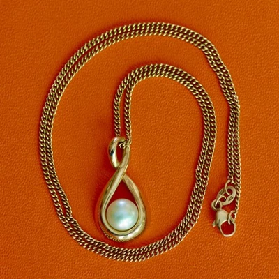 James Avery 14K Gold Pearl Pendant Graceful Twist with 18 Inch JA 14K Necklace - Image 1 of 4