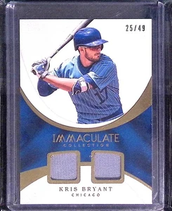 2017 Immaculate Kris Bryant dual game worn jersey patch relics 25/49 CUBS - Picture 1 of 2