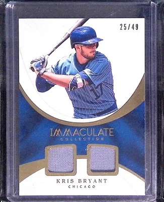 2017 Immaculate Kris Bryant dual game worn jersey patch relics 25/49 CUBS - Image 1 of 2