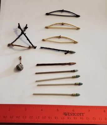 1/18 Action Figure Ewok Spear Bow Lot Custom Fodder 3.75" Joytoy Star Wars Rock - Image 1 of 4