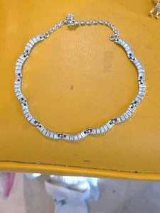 TRIFARI signierter Vintage MCM Baguette Strass Choker Halskette silberfarben - Bild 1 von 6