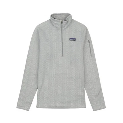 Suéter feminino PATAGONIA quarto de zíper melhor L cinza textura diamante viagem ao ar livre - Imagem 1 de 4