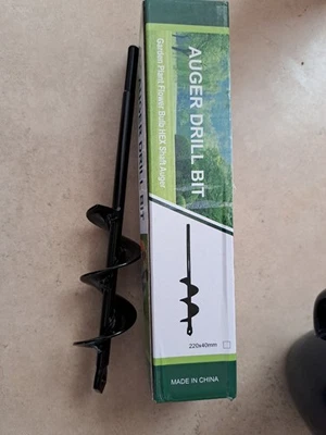Auger Drill Bit Garden Plant Flowr Bulb HEX Shaft Auger 220x40mm - Image 1 of 4