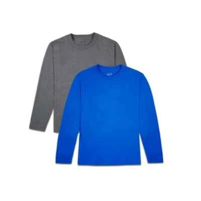 Fruit of the Loom мальчиков длинным рукавом серый/синий футболки, 2 упаковки, размер 2XL (18) - Изображение 1 из 3