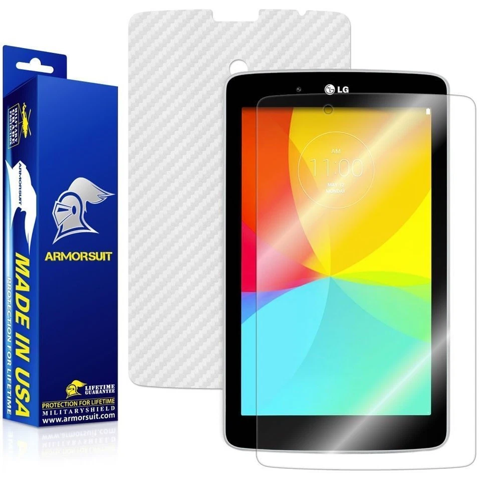 ArmorSuit LG G Pad 8.0Shield Screen Protector + White Carbon Fiber Skin USA - Image 1 of 4