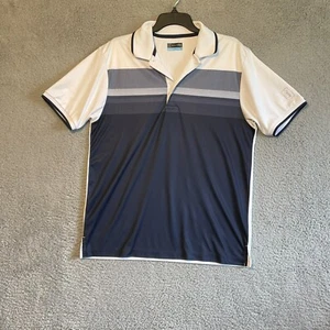 mens PGA Tour Golf Shirt POLO WHITE BLUE Short Sleeve athletic L - Picture 1 of 13