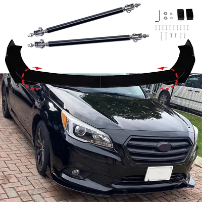 For Subaru Legacy 09-2021 Front Bumper Lip Spoiler Splitter+Body Kit Strut Rods Foto 1 de 4